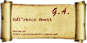 Görbicz Anett névjegykártya