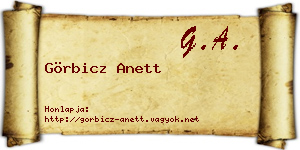Görbicz Anett névjegykártya